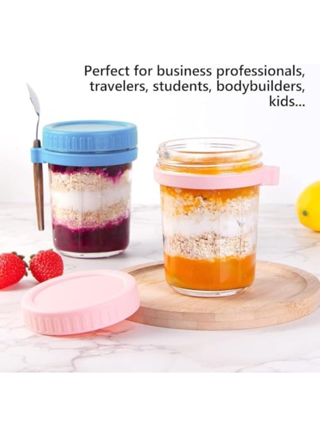 CLENEA Overnight Oats Containers, with Lids and Spoon, 2 Pack Mason Jars for Overnight Oats, 12 Oz Glass Oatmeal Container, to Go for Chia Pudding Yogurt Salad Cereal Meal Prep Jars - Image 3